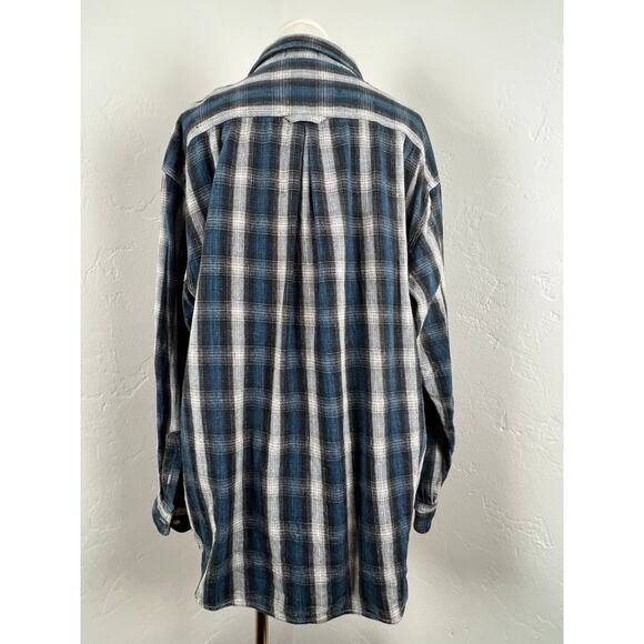 BAXTER Indigo Denim Button-up Shirt in navy black & light gray plaid (Mens: XL) - Picture 4 of 10